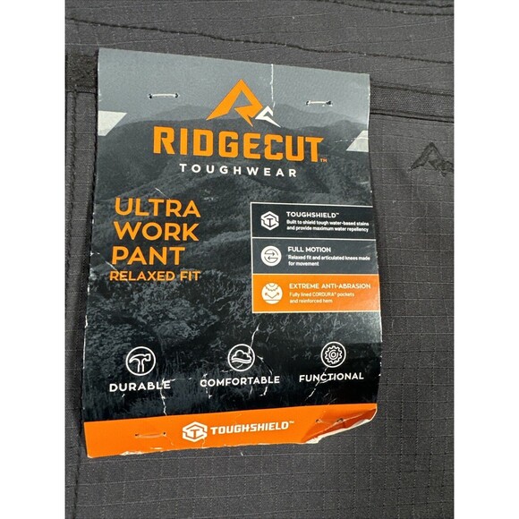 NWT Ridgecut Toughwear Ultra Work Pants‎ 44x30 Charcoal Gray Relaxed Fit Cotton - Picture 7 of 11